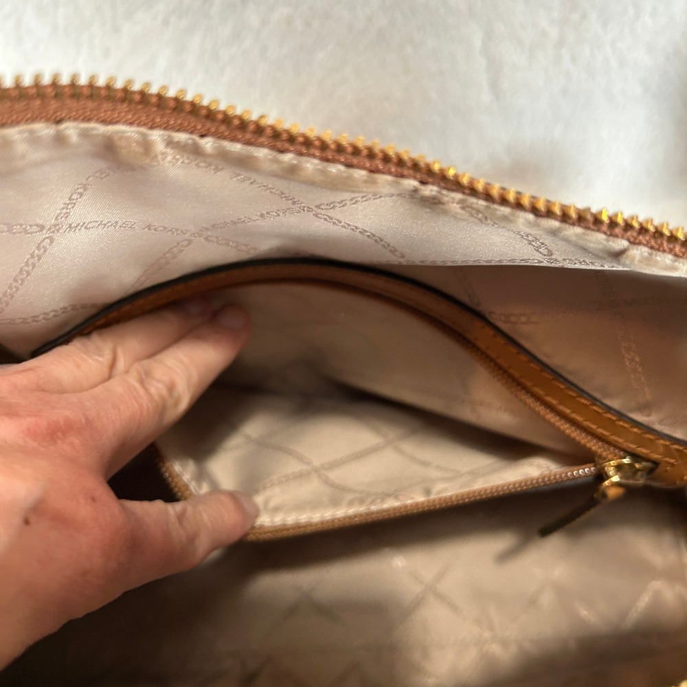Michael Kors Brown Monogram Satchel Crossbody Bag Gold Hardware - Picture 9 of 16
